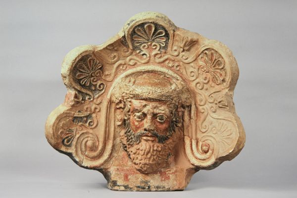 Terracotta architettonica (antefissa)  a testa di sileno del tempio del belvedere