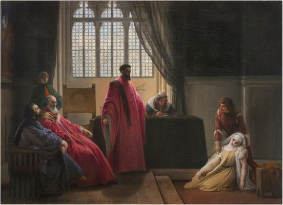 Francesco Hayez - Valenzia Gradenigo before the Inquisitors