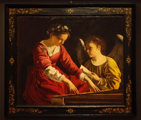 Orazio Gentileschi - Santa Cecilia playing the spinet and an angel