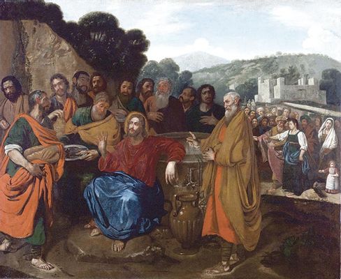 Aniello Falcone - Christ and the Samaritan woman