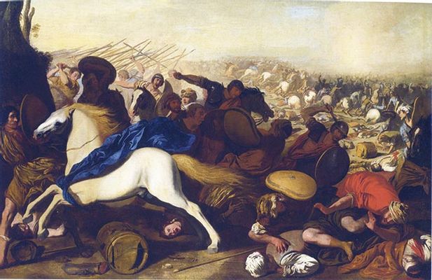 Aniello Falcone - Battle between Turks and Christians with a shaken horse