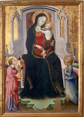 Enthroned Madonna with Child and two angels