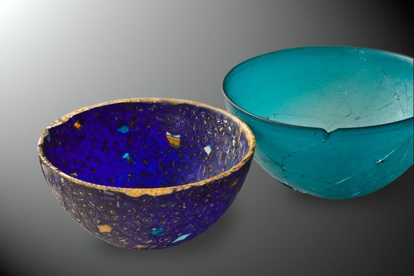 Glass bowls worked in mosaic
