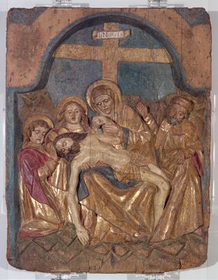High relief representing the Lamentation over the dead Christ