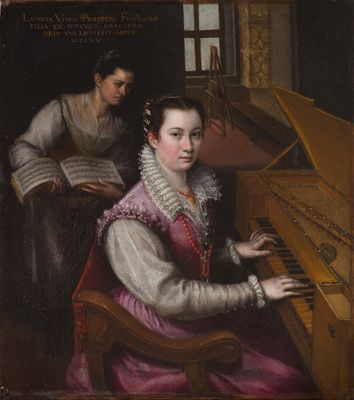Lavinia Fontana - Autorretrato a la espineta con la criada