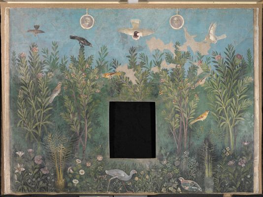 Wall with garden painting