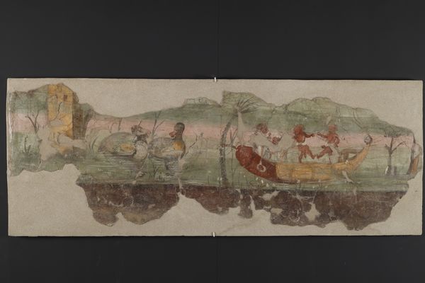 Nilotic landscape scene with pygmies and phallic boat
