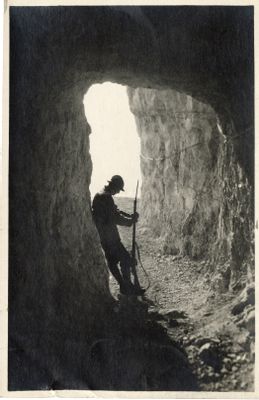 Sentry at the entrance to a tunnel