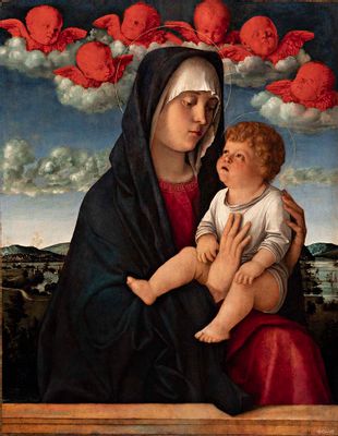 Giovanni Bellini - Madone à l'enfant, Madone aux angelots rouges