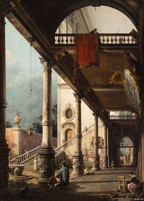 Giovanni Antonio Canal, detto Canaletto - Prospettiva con portico