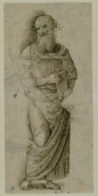 Pietro di Cristoforo Vannucci, detto Perugino - Un santo in piedi con un libro in mano
