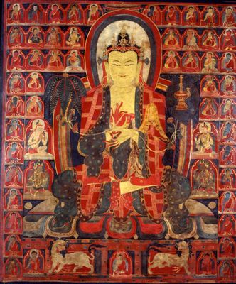 Maitreya, die fünfunddreißig Buddhas der Beichte und die Meister der Kagyüpa-Schule