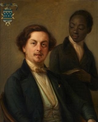 Giovanni Carnovali, detto il Piccio - Portrait of Count Giuseppe Manara with his Ethiopian servant