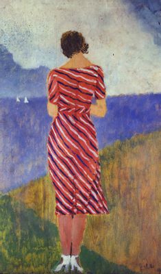 Giulio Innocenti - Figure with striped dress