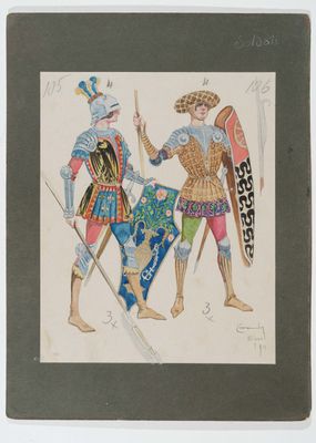 Luigi Sapelli, detto Caramba - Boceto de vestuario para Parisina - "Soldati"