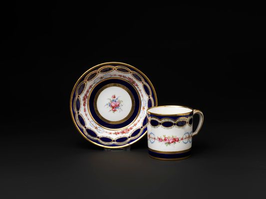Cup and saucer with floral decoration