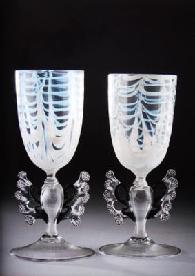 Pair of blown glass goblets