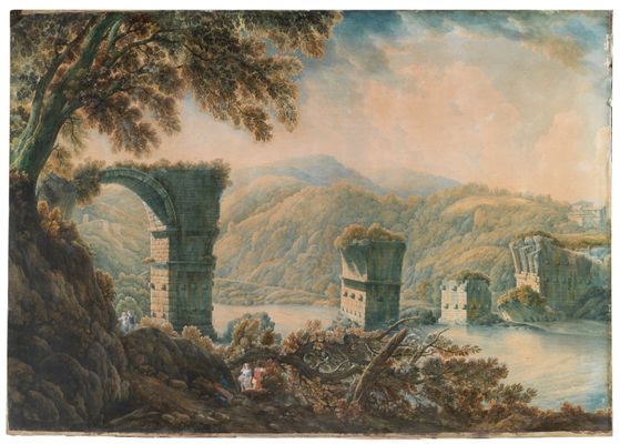 Abraham-Louis-Rodolphe Ducros - The bridge of Augustus in Narni