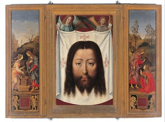 Hans Membling; Filippino Lippi - El rostro de Cristo entre dos ángeles