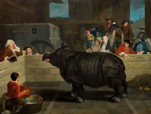 Pietro Longhi - Il Rinoceronte (Clara in recinto, con carro)