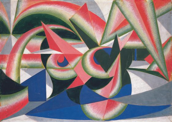 Giacomo Balla - Landscape forces, watermelon