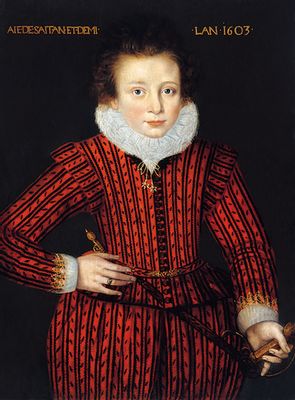 François Quesnel - Ritratto di un giovane vestito di rosso