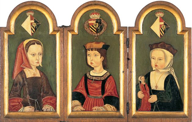 Il trittico di Stoneleigh, ritratto di Carlo V da bambino e delle sue sorelle Eleonora e Isabel