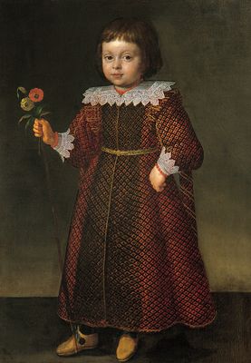 Jacopo Chimenti -  Ritratto di un ragazzo che tiene un bastone e due fiori