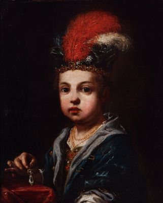 Antonio Mercurio Amorosi - Ritratto di un ragazzo con un cappello piumato