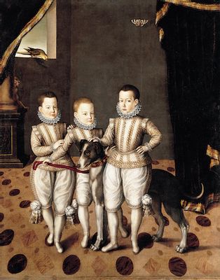Jan Kraeck, detto Giovanni Caracca - Ritratto dei Principi Vittorio Amedeo, Emmanuele Filiberto e Filippo Emanuele di Savoia