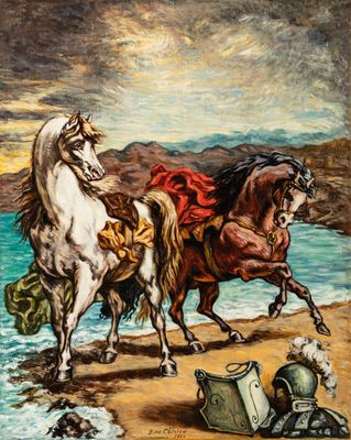 Giorgio de Chirico - Two horses by the sea
