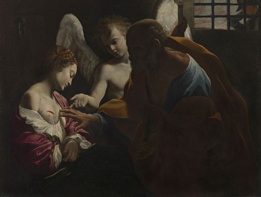 Giovanni Lanfranco - Saint Agatha visited in prison by Saint Peter and the angel