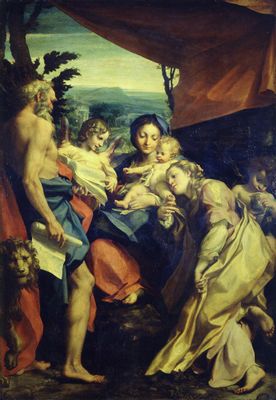 Antonio Allegri, detto il Correggio - Madonna and Child with Saints Jerome and Magdalene known as "Madonna di San Gerolamo" or "The day"
