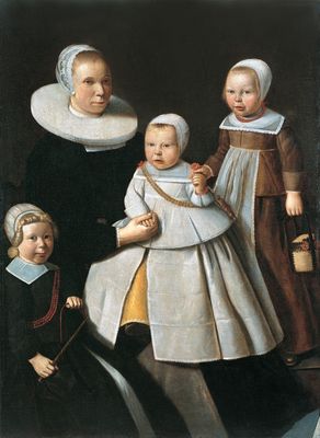 Ritratto di una signora con i suoi due figli e una figlia