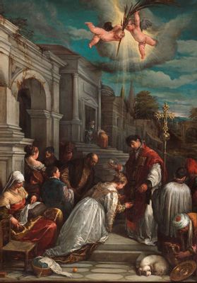 Jacopo Da Ponte - Saint Valentine baptizes Saint Lucilla