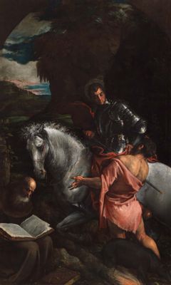 Jacopo Da Ponte - San Martino and the poor man with Sant'Antonio Abate