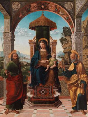 Francesco Dal Ponte il Vecchio - Madonna intronisée entre les saints Paul et Pierre