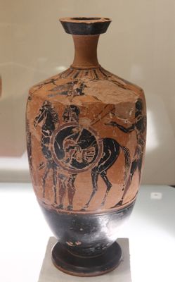Attic lekythos, departure of the warrior