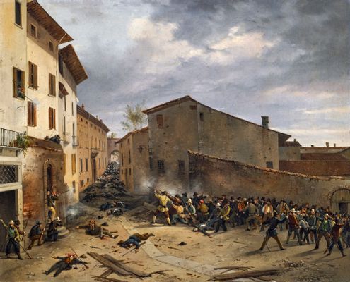 Faustino Joli - Fighting in Piazzetta dell'Albera (March 31, 1849)