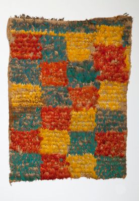 Fragment of fabric with parrot feathers