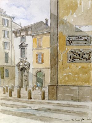 Arturo Ferrari - Side of the church and Piazza di S. Maria Beltrade