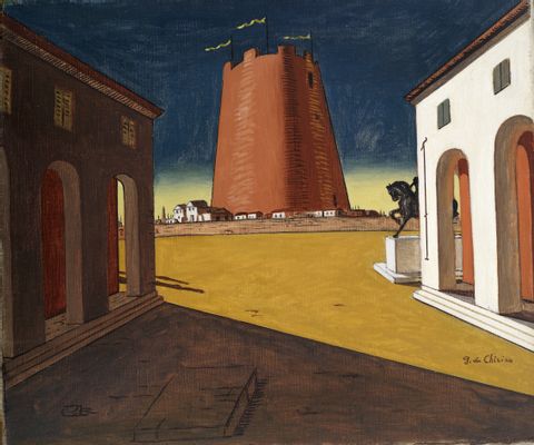 Giorgio de Chirico - Piazza d'Italia mit rosa Turm