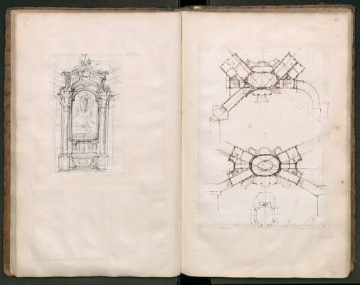 Filippo Juvarra - Two studies for the plan of the central nucleus of the Stupinigi hunting lodge