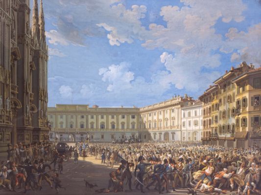 Giovanni Migliara - La Guardia Civica disperde i rivoltosi in piazza Duomo
