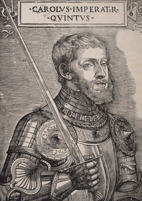 Giovanni Britto o Nicolò Boldrini da Tiziano Vecellio - Ritratto di Carlo V in armatura, da Tiziano Vecellio