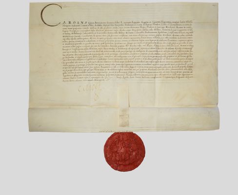 Diploma di Carlo V con sigillo in cera rossa
