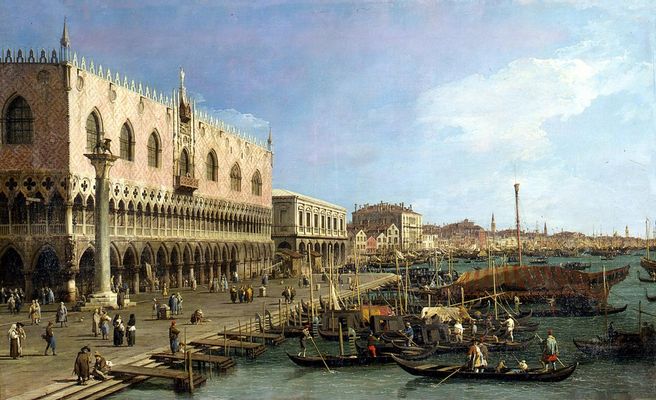 Giovanni Antonio Canal, detto Canaletto - Der Molo in Richtung Riva degli Schiavoni mit der Säule von San Marco