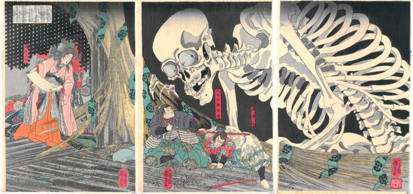Utagawa Kuniyoshi - Witch Princess Takiyasha and her father's skeleton