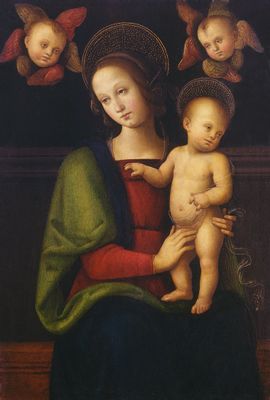 Pietro di Cristoforo Vannucci, detto Perugino - Madonna and Child with two cherubs