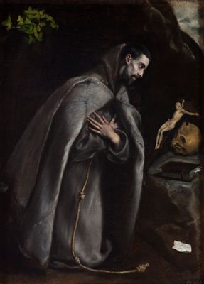 Domínikos Theotokópoulos, detto El Greco - Saint Francis in meditation on his knees